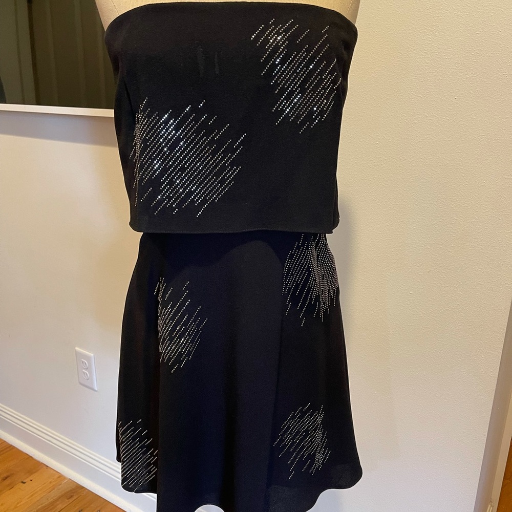 Halston Heritage black embellished strapless dress